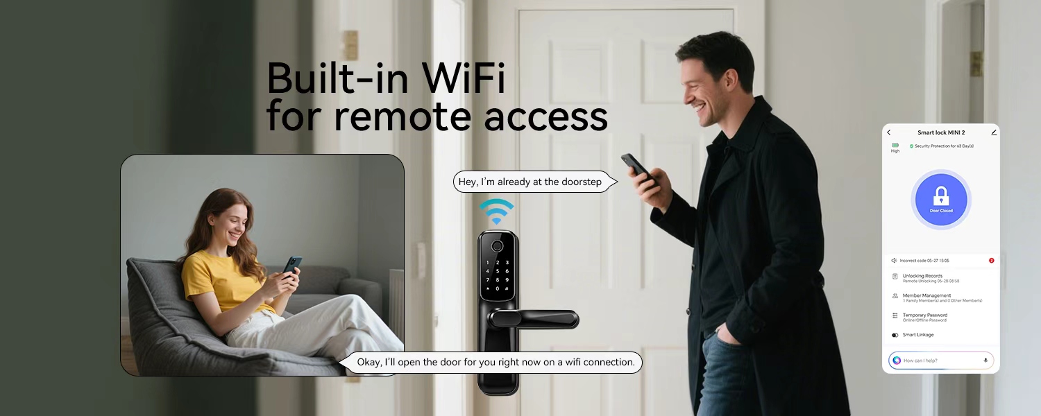 تطبيق الوصول عن بُعد عبر WiFi المدمج في Trueway RF-2: حالة الباب وسجلات الفتح وإدارة الأعضاء وكلمات المرور المؤقتة والربط الذكي